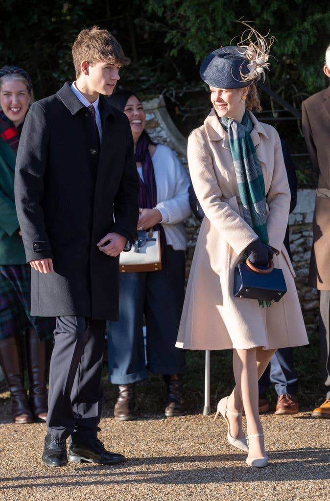 Lady Louise Windsor and James, Earl of Wessex attend the Christmas Morning Service at St Mary Magdalene Church on December 25, 2025 in Sandringham, Norfolk