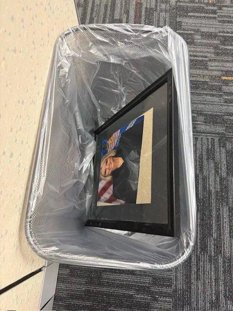 Pam Bondi’s portrait was taken down at DOJ and tossed in a trash bin soon after her firing.