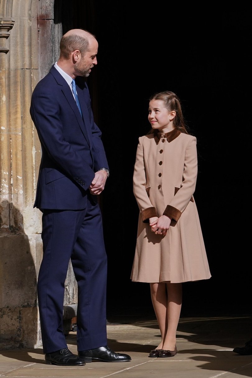 Prince William, Prince of Wales and Princess Charlotte arrive to attend the 2026 Easter Matins Service.