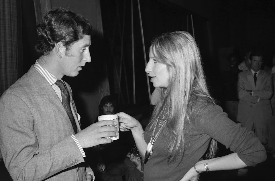 Mark Sennet/Getty Images - PHOTO: Prince Charles meets with singer Barbra Streisand at the Warner Bros. studio, March 19, 1974 in Los Angeles.