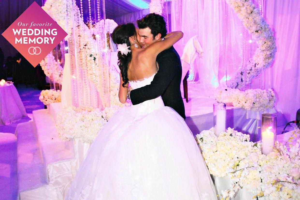 Danielle Jonas and Kevin Jonas embrace on their wedding day on Dec. 19, 2009Credit: Anthony Vazquez