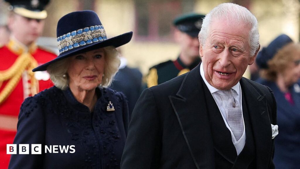 King Charles III and Queen Camilla arriving at St Asaph Cathedral, Denbighshire