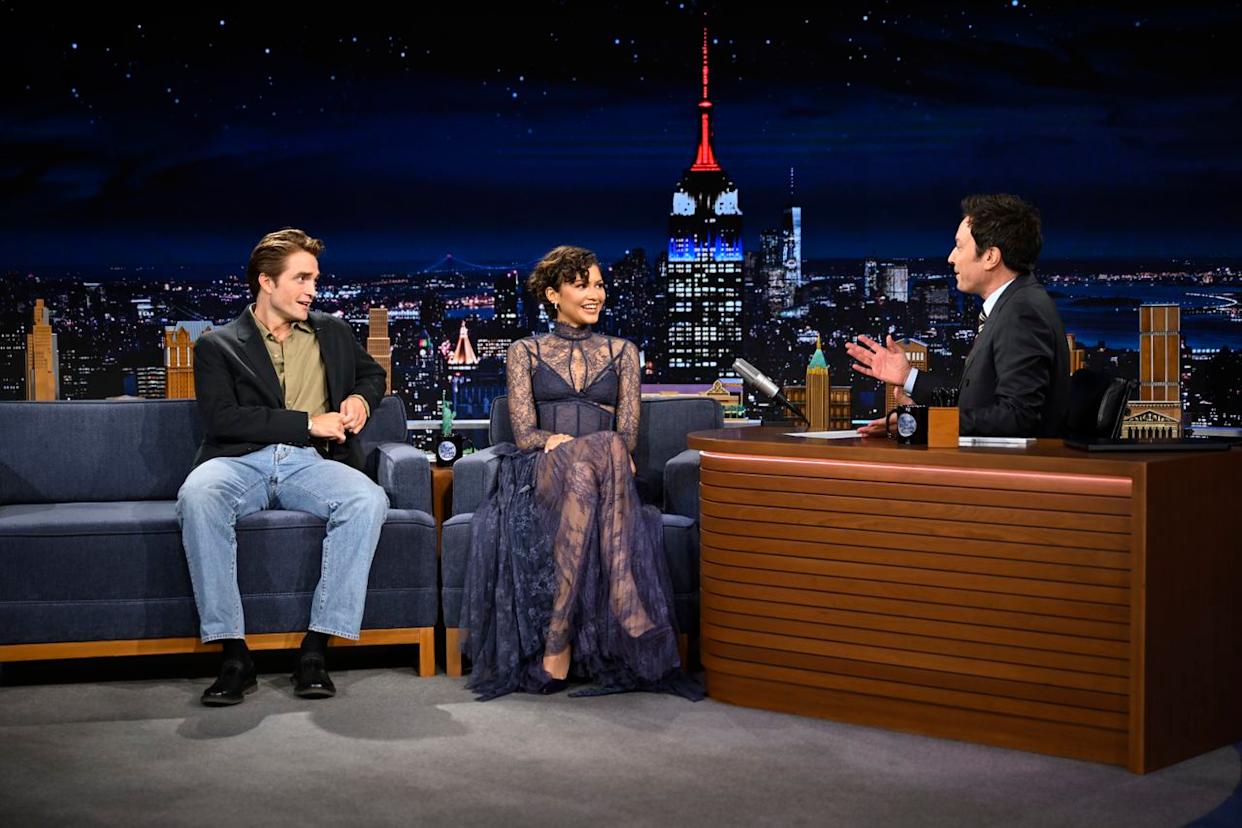 Robert Pattinson & Zendaya during an interview with host Jimmy Fallon on Wednesday, April 1, 2026Credit: Getty Images