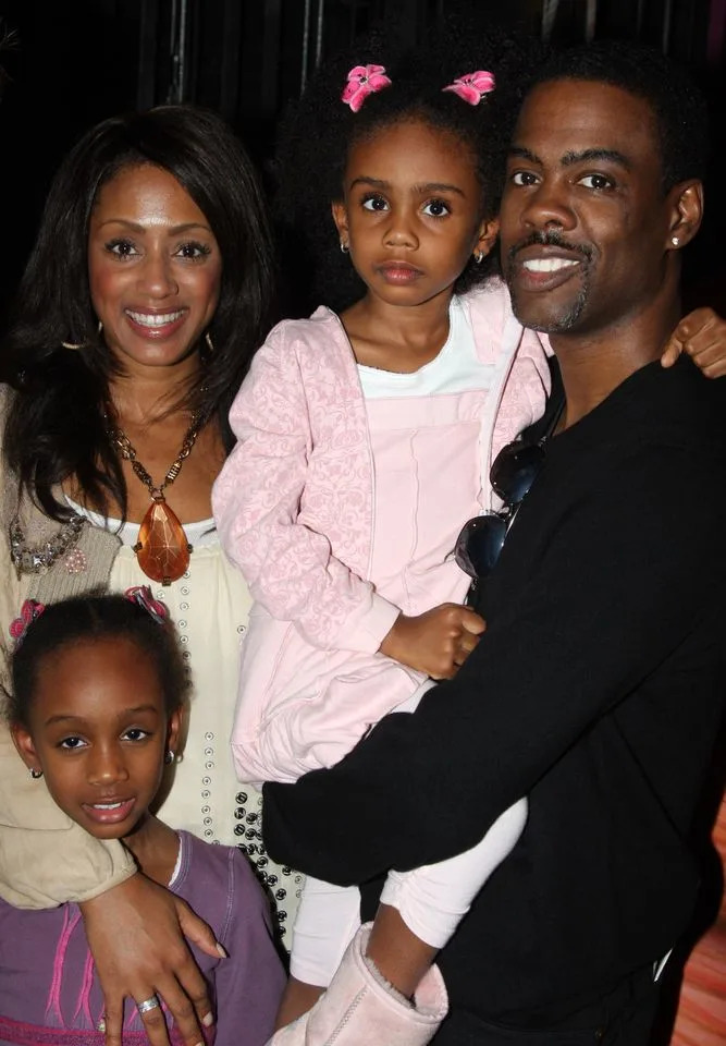 Malaak Compton Rock, Lola Simone Rock, Zahra Savannah Rock, and Chris Rock attend 'Shrek' on Broadway on March 8, 2009.Credit: Getty Images