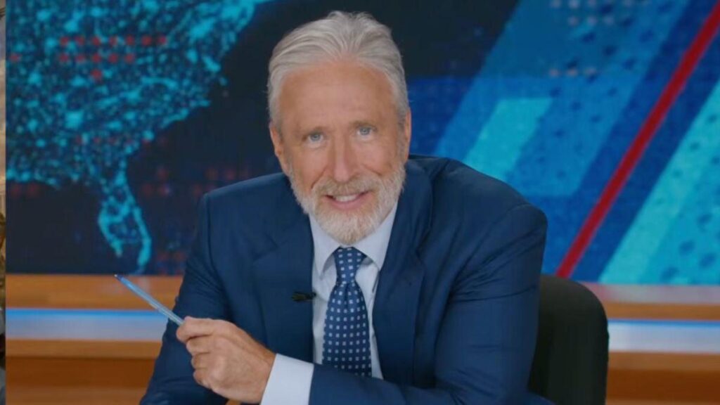 Jon Stewart Thinks He Looks a Lot Like the Patient in Trump's Jesus Meme: 'Freaking Me the F—k Out'