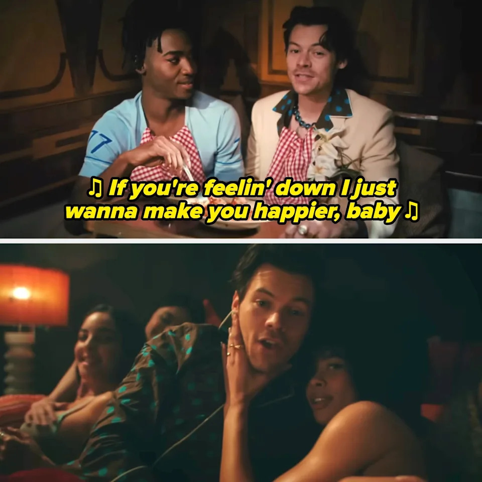 Harry Styles in his "Late Night Talking" music video