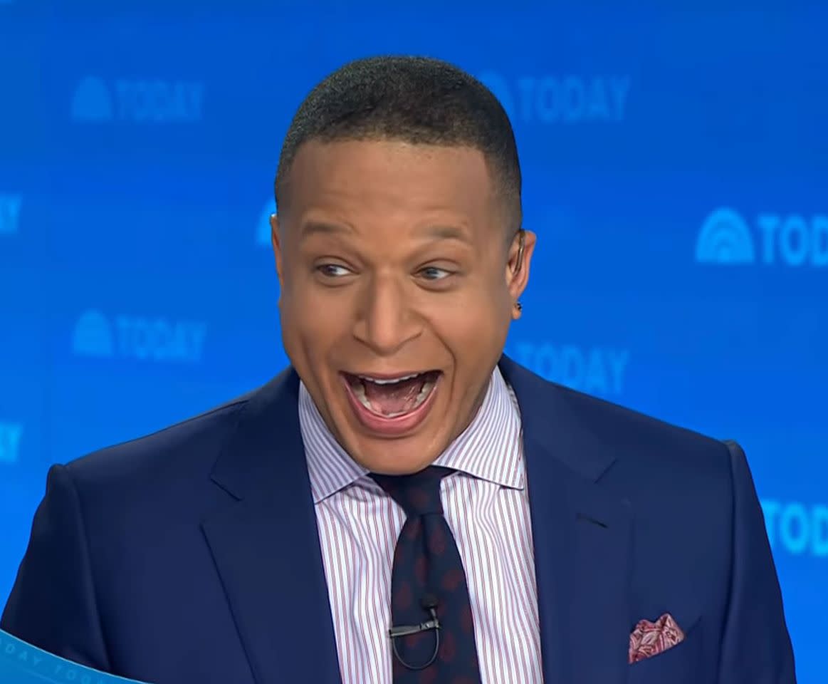 Craig Melvin reacts on April 8 after accidentally spilling big news about Jenna Bush Hager on the 'Today' showCredit: NBC