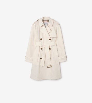 Mid-Length Lightweight Cotton Belgravia Trench Coat​ in Seashell White - Women, Cotton Gabardine | Burberry&reg; Official