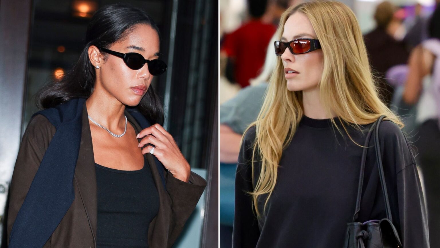 collage of celebrities wearing the mesh ballet flats trend for The A-List Edit