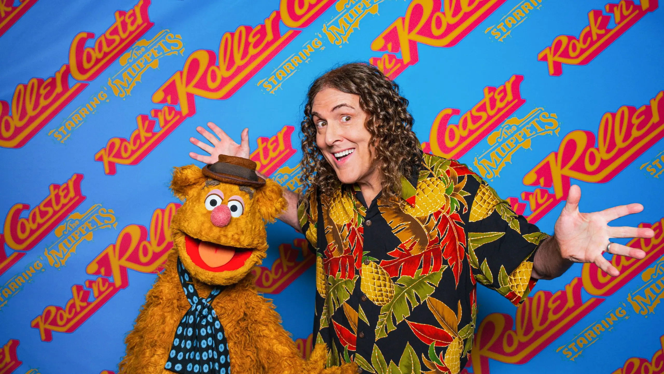 Weird Al Yankovic posed with Fozzie Bear to celebrate the news of the singer’s inclusion in the refurbished rollercoaster