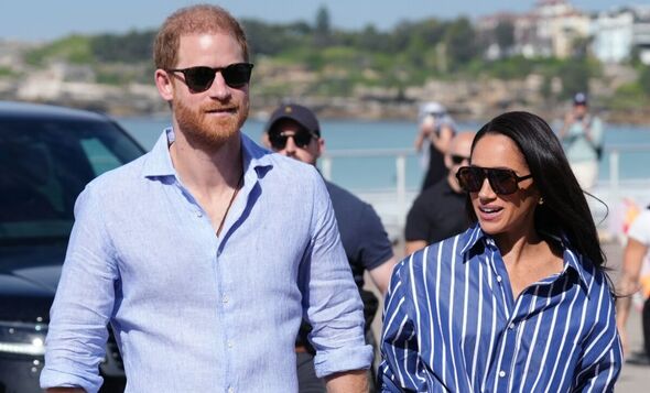 Prince Harry, Duke of Sussex and Meghan, Duchess of Sussex arrive to meet volunteer first responders from Bondi Surf Bathers' Life Saving Club