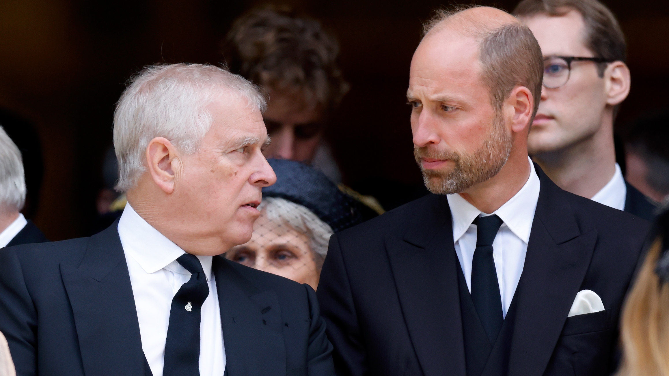 Andrew and Prince William, Prince of Wales attend Katharine, Duchess of Kent's Requiem Mass service at Westminster Cathedral on September 16, 2025