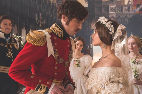JENNA COLEMAN as Victoria and TOM HUGHES as Albert.