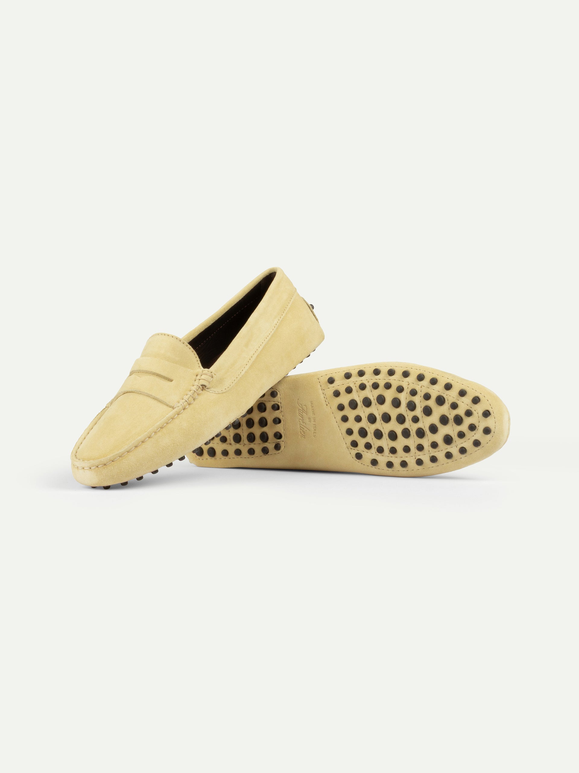 Light Yellow Suede Driving Shoes - Light Yellow / 36