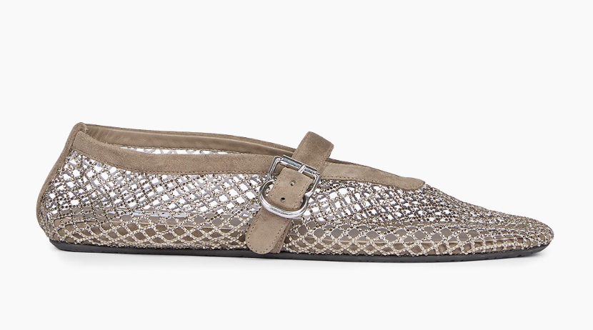 Ala&iuml;a, Rhinestone-Mesh Buckle-Strap Ballet Flats