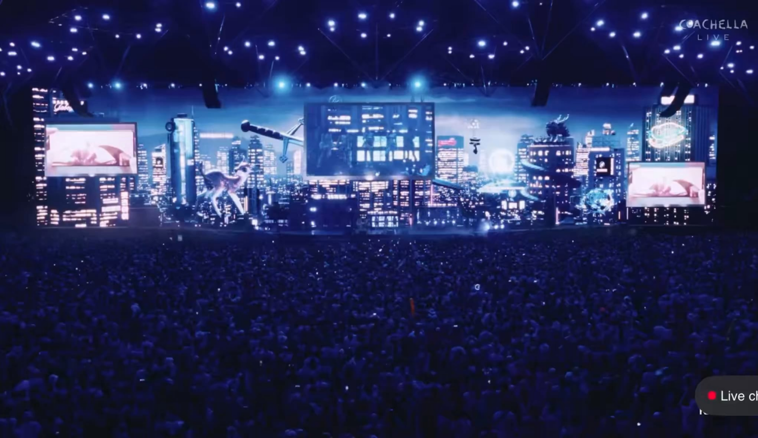 KATSEYE and HUNTR/X (EJAE, Audrey Nuna and Rei Ami) perform 'Golden' at 2026 Coachella