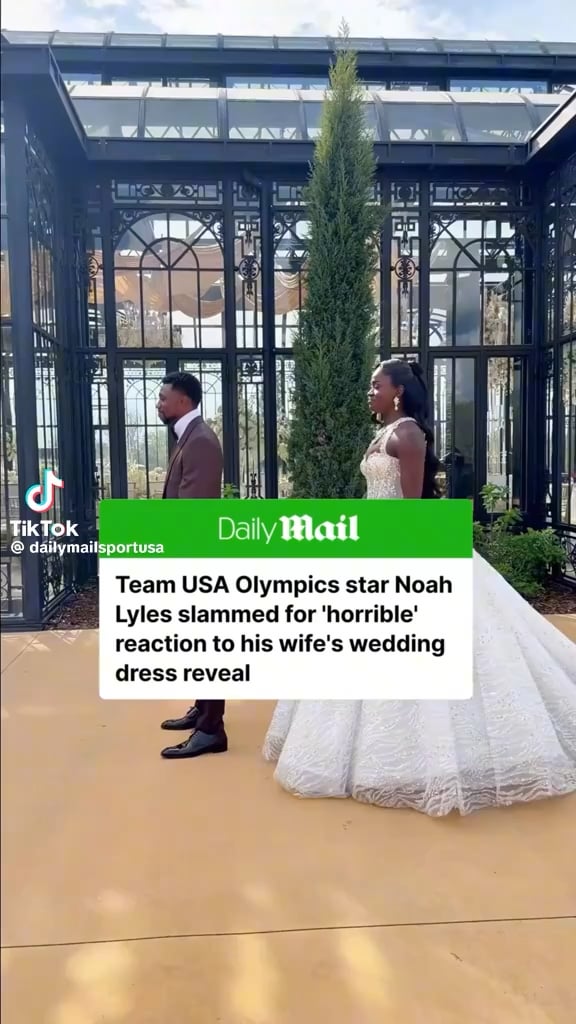 Team USA star Noah Wyler has an… interesting reaction to seeing his bride to be’s dress choice