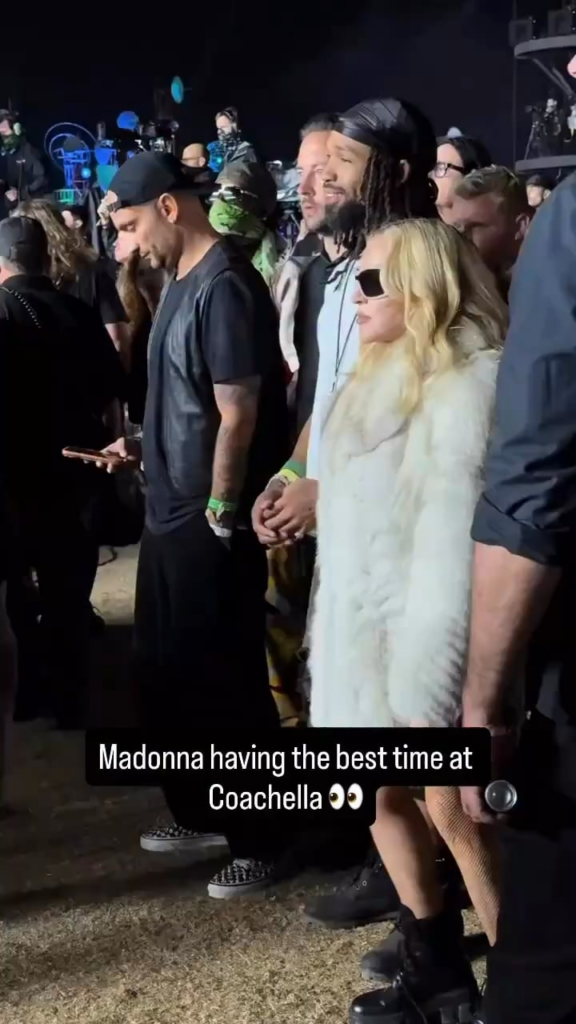Madonna seemed to be having a great time during Anyma's Coachella set following her incredible performance onstage with Sabrina Carpenter (April 17, 2026)