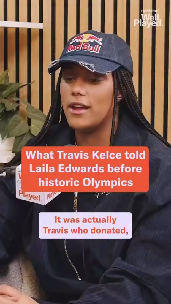 US olympics Gold Medal winning hockey star Laila Edwards clarifies that it was only NFL Star and her fellow Cleveland Heights native Travis Kelce who paid for her and her family , to go to Milan and watch her play in the Winter Olympics.
