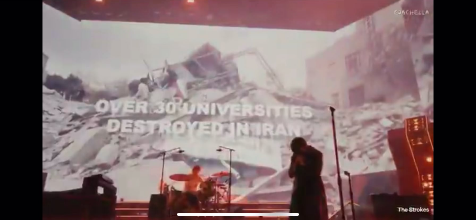 The Strokes close out their Coachella set with videos denouncing CIA and Israel crimes