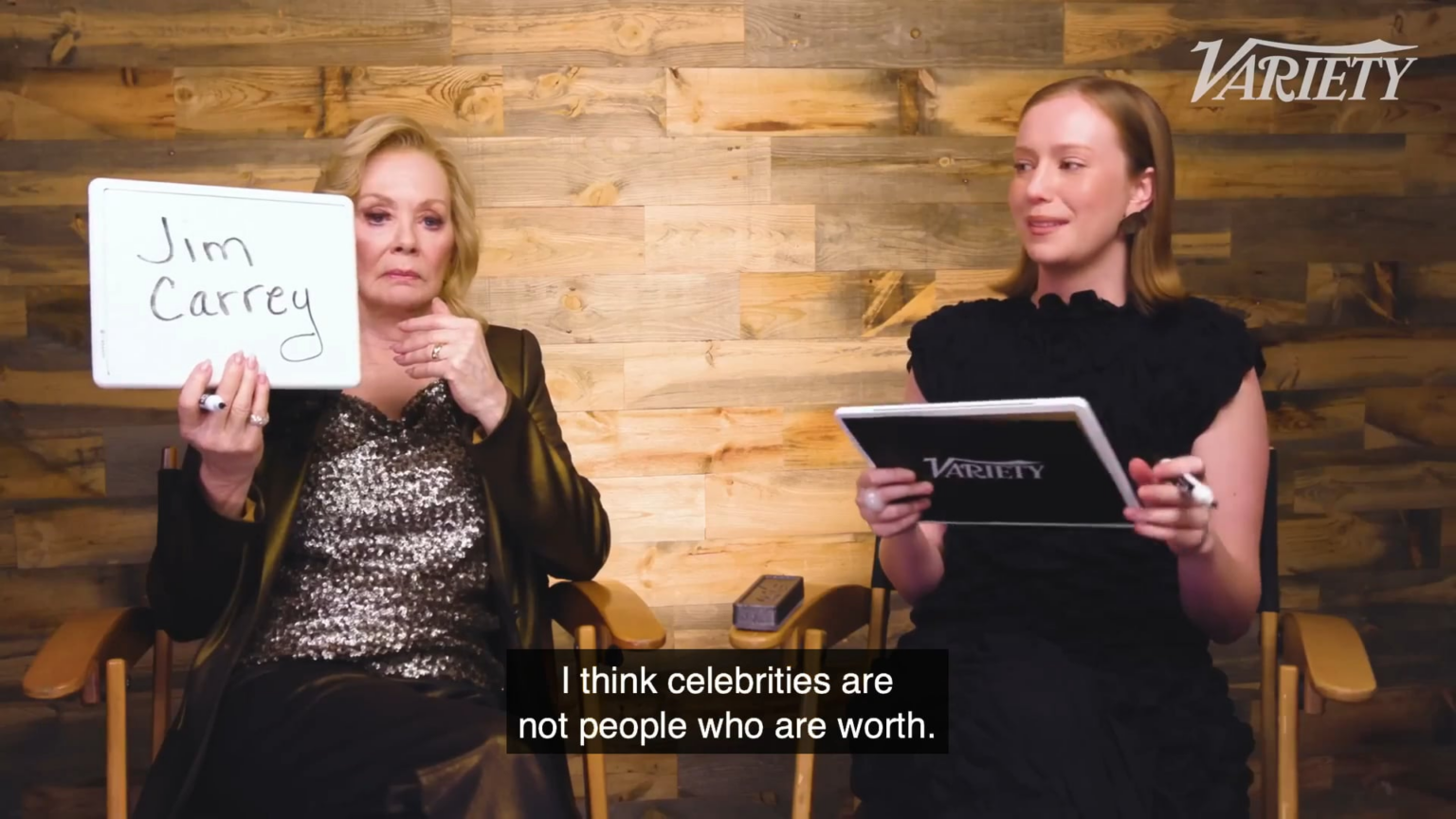 Variety asks who Hannah Einbinder's celebrity crush is: "I think celebrities are not people who are worth- Oh! I love Jim Carrey. I don't have a celebrity crush. Actually, yes I do. It's Jean."