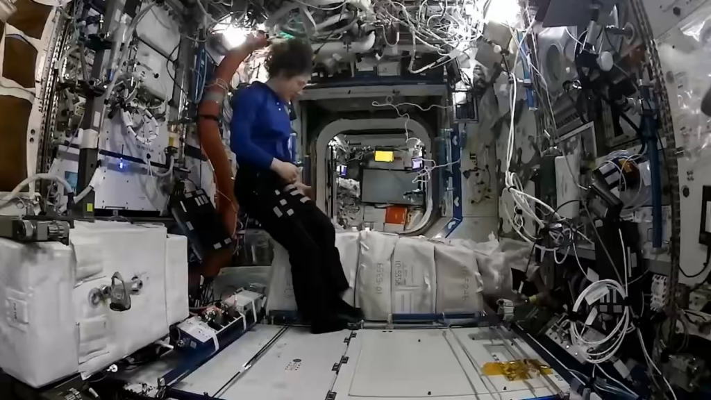 Astronaut Christina Koch explaining sleep in space