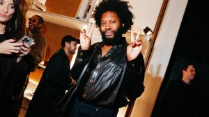 Jeremy O. Harris at Rimowa SoHo Store Party at 148 Mercer Street, SoHo on October 09, 2025 in New York, New York.