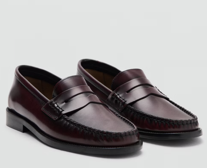 MANGO, Gathered Leather Moccasin