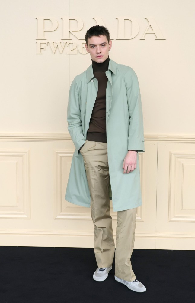 VENICE, ITALY - JANUARY 18: Louis Partridge attends the Prada Fall/Winter 2026 Menswear Fashion Show at Fondazione Prada on January 18, 2026 in Milan, Italy. (Photo by Vittorio Zunino Celotto/Getty Images for Prada)