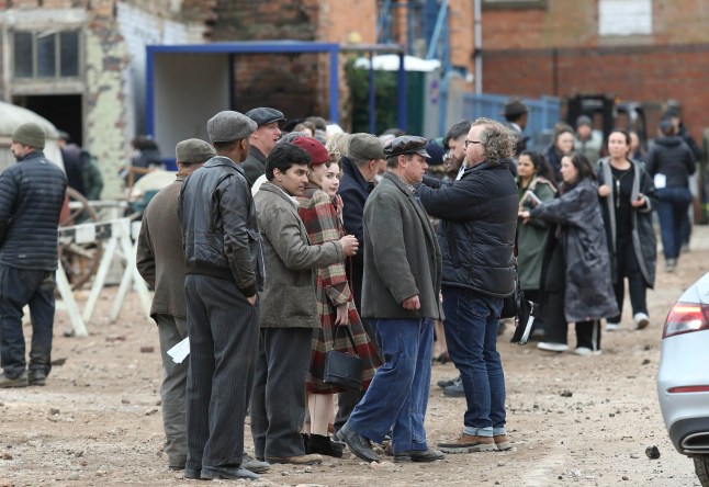 5 April 2026 - EXCLUSIVE. **UK ONLINE- ??300 MIN SET FEE ** (Min fee covers single set usage only) ****Re-use to be charged at ??50 per picture **** ** UK MAGS - ??350 per picture usage - double for cover** ** UK PAPERS - ** PRICE TO BE AGREED Jamie Bell is spotted on set in Birmingham filming Peaky Blinders, making a dramatic entrance as he drives into a busy construction site in a classic car before a huge explosion erupts. The former Billy Elliot star was seen shooting his opening scenes, while cast members walked around in full period costume. Credit: Trigger Central/CLICK NEWS AND MEDIA Ref: AWoodhouse60 **Exclusive to CLICK NEWS AND MEDIA** CLICK NEWS AND MEDIA - PICTURES@CLICKNEWSANDMEDIA.COM - 07774 321240 -