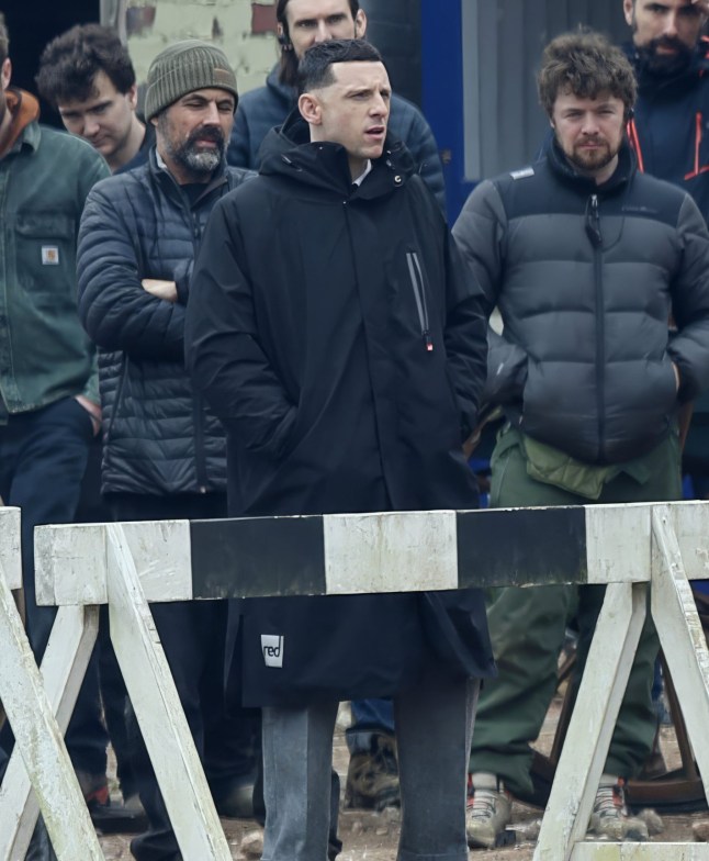 5 April 2026 - EXCLUSIVE. **UK ONLINE- ??300 MIN SET FEE ** (Min fee covers single set usage only) ****Re-use to be charged at ??50 per picture **** ** UK MAGS - ??350 per picture usage - double for cover** ** UK PAPERS - ** PRICE TO BE AGREED Jamie Bell is spotted on set in Birmingham filming Peaky Blinders, making a dramatic entrance as he drives into a busy construction site in a classic car before a huge explosion erupts. The former Billy Elliot star was seen shooting his opening scenes, while cast members walked around in full period costume. Credit: Trigger Central/CLICK NEWS AND MEDIA Ref: AWoodhouse60 **Exclusive to CLICK NEWS AND MEDIA** CLICK NEWS AND MEDIA - PICTURES@CLICKNEWSANDMEDIA.COM - 07774 321240 -