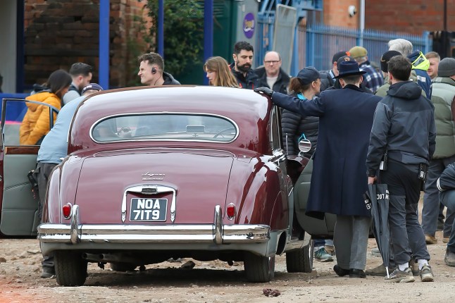 5 April 2026 - EXCLUSIVE. **UK ONLINE- ??300 MIN SET FEE ** (Min fee covers single set usage only) ****Re-use to be charged at ??50 per picture **** ** UK MAGS - ??350 per picture usage - double for cover** ** UK PAPERS - ** PRICE TO BE AGREED Jamie Bell is spotted on set in Birmingham filming Peaky Blinders, making a dramatic entrance as he drives into a busy construction site in a classic car before a huge explosion erupts. The former Billy Elliot star was seen shooting his opening scenes, while cast members walked around in full period costume. Credit: Trigger Central/CLICK NEWS AND MEDIA Ref: AWoodhouse60 **Exclusive to CLICK NEWS AND MEDIA** CLICK NEWS AND MEDIA - PICTURES@CLICKNEWSANDMEDIA.COM - 07774 321240 -