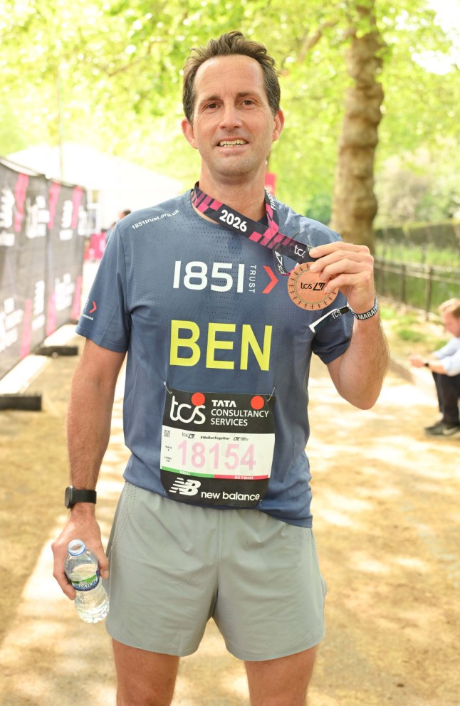 Sir Ben Ainslie finishes the 2026 TCS London Marathon, London, UK. 26/04/2026 Credit Photo (c)Karwai Tang For more information, please contact: Karwai Tang 07950 192531 karwai@karwaitang.com