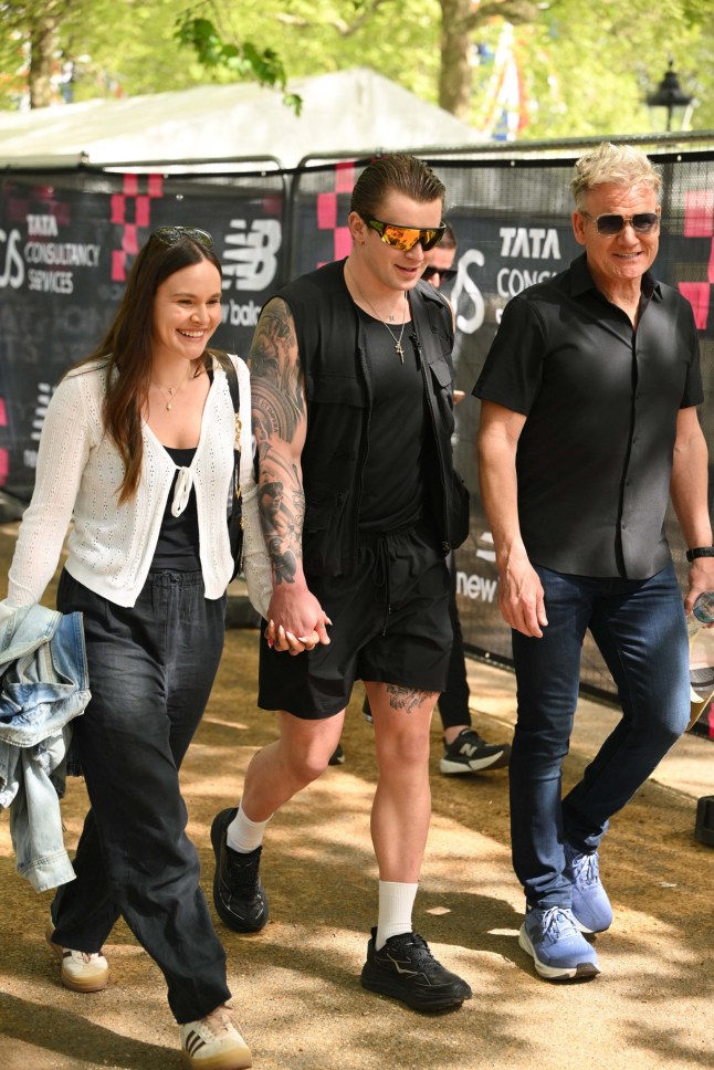 Holly Ramsey, Adam Peaty and Gordon Ramsey attend the 2026 TCS London Marathon, London, UK. 26/04/2026 Credit Photo (c)Karwai Tang For more information, please contact: Karwai Tang 07950 192531 karwai@karwaitang.com