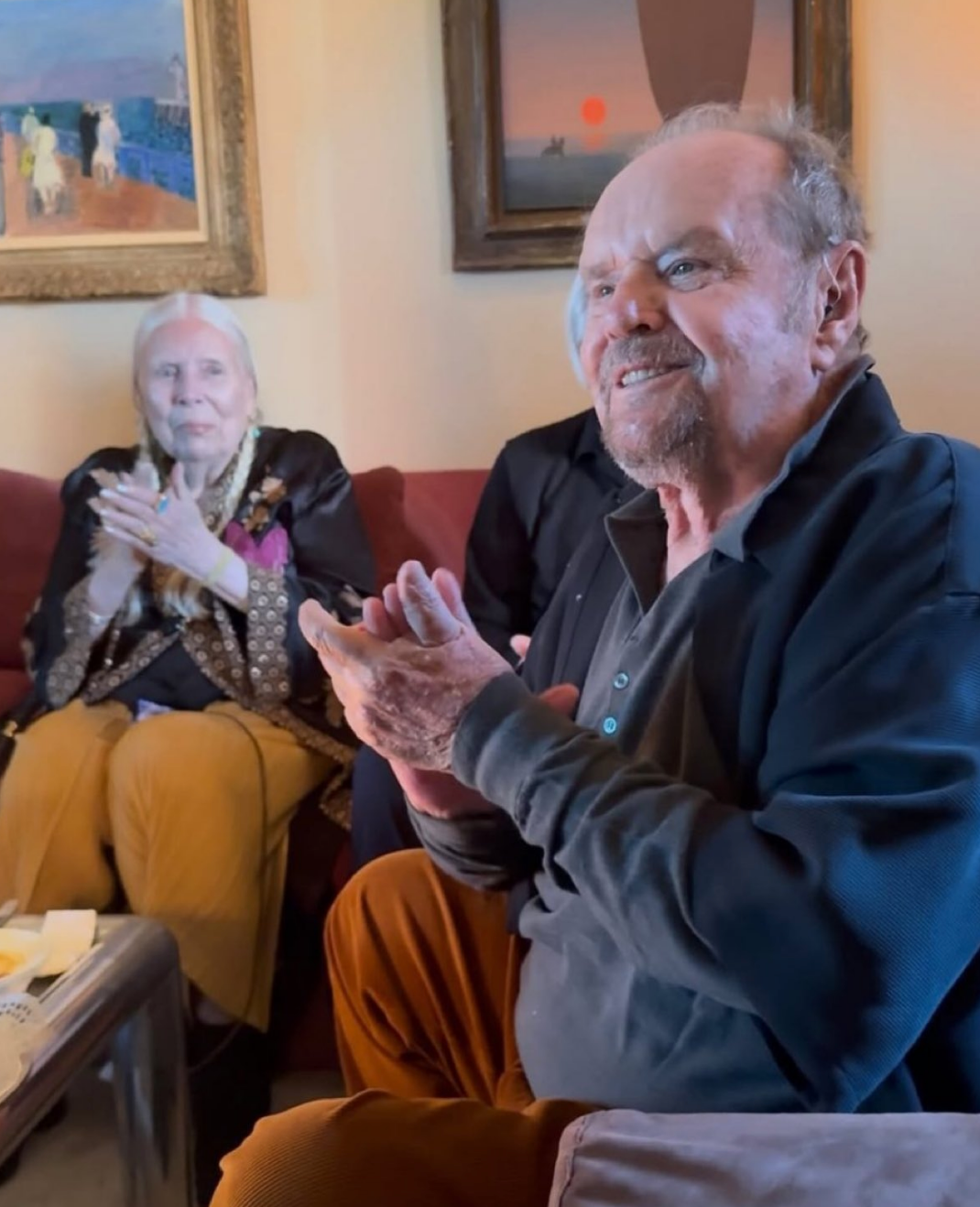 Jack Nicholson celebrating his 89th birthday with Joni Mitchell