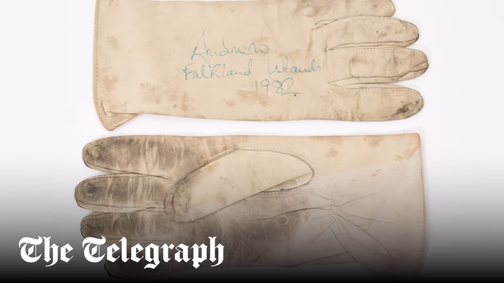 Andrew’s dirty Falklands gloves on sale for £2,000