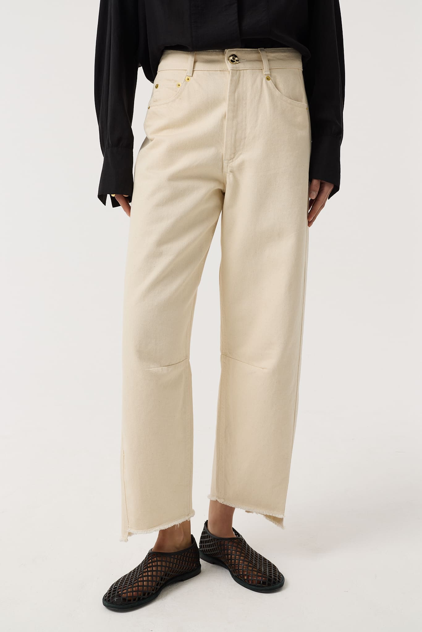 Blake Ecru Barrel Jeans - Ecru / 6