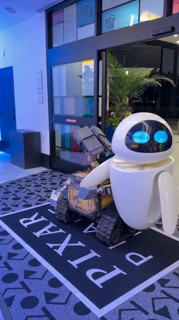 WALL-E and EVE Arrive at Pixar Place Hotel