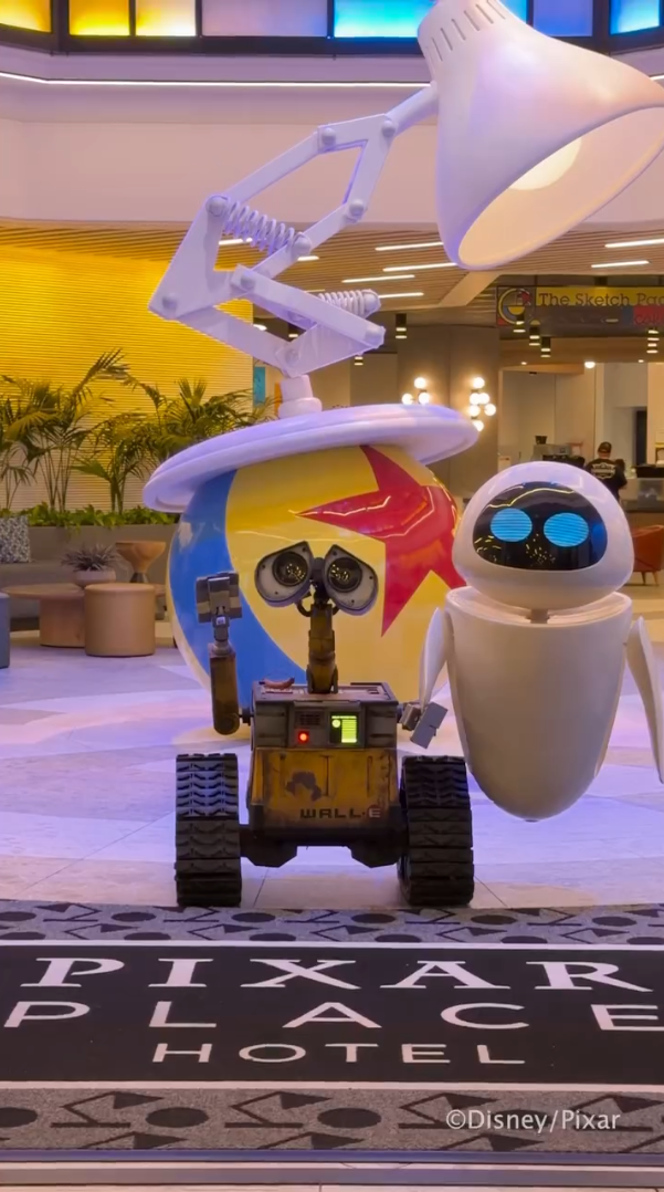 WALL-E and EVE Arrive at Pixar Place Hotel