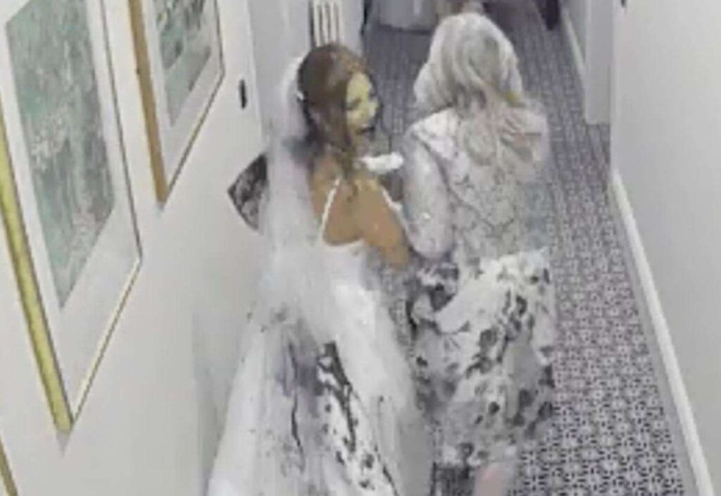 CCTV footage shows moment Herne Bay bride is left covered in black paint at her wedding in Oakwood House, Maidstone