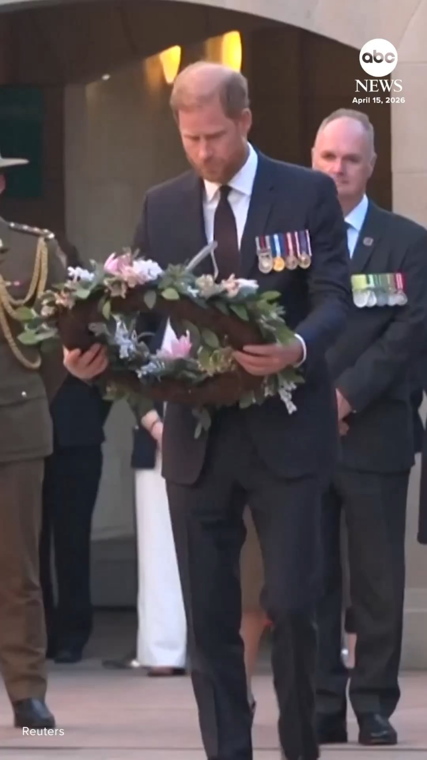 Prince Harry laid wreaths and took part in an indigenous smoking ceremony as he visited the Australian War Memorial in Canberra on Wednesday