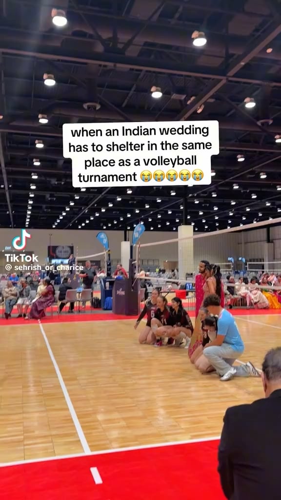 Because of severe weather in Oklahoma City an Indian wedding had to shelter with a volleyball tournament and the vibes were epic