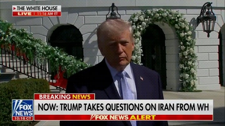 When asked how bombing helps the Iranian people, Trump asks the reporter who she's with then calls PBS a "radical left group of lunatics" instead of answering.