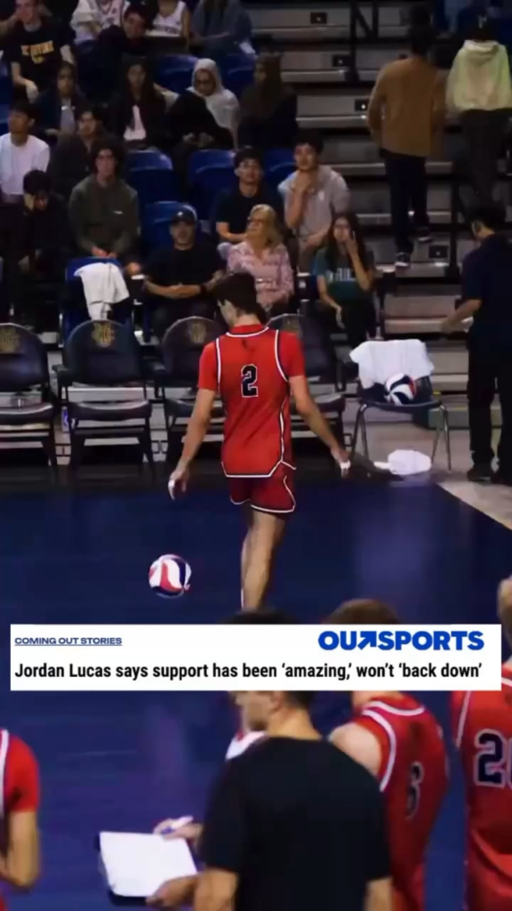 After a TV announcer suggested gay college volleyball player Jordan Lucas deserved to be punched for his on-court hair flips and air kisses, he's received massive support and says he's 'not going to back down'