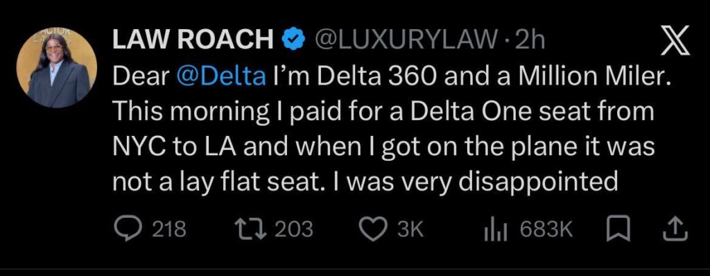 Thoughts and prayers for Law Roach today who didn’t have a lay flat seat on his flight.