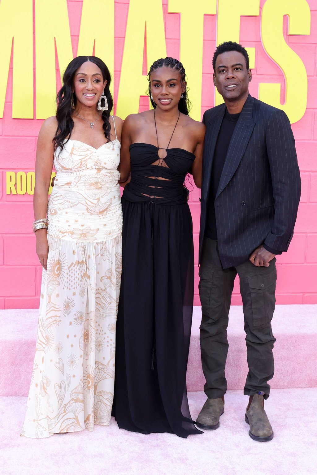 Zahra Rock with her parents, Malaak Compton-Rock and Chris Rock. Photo: Getty Images via AFP