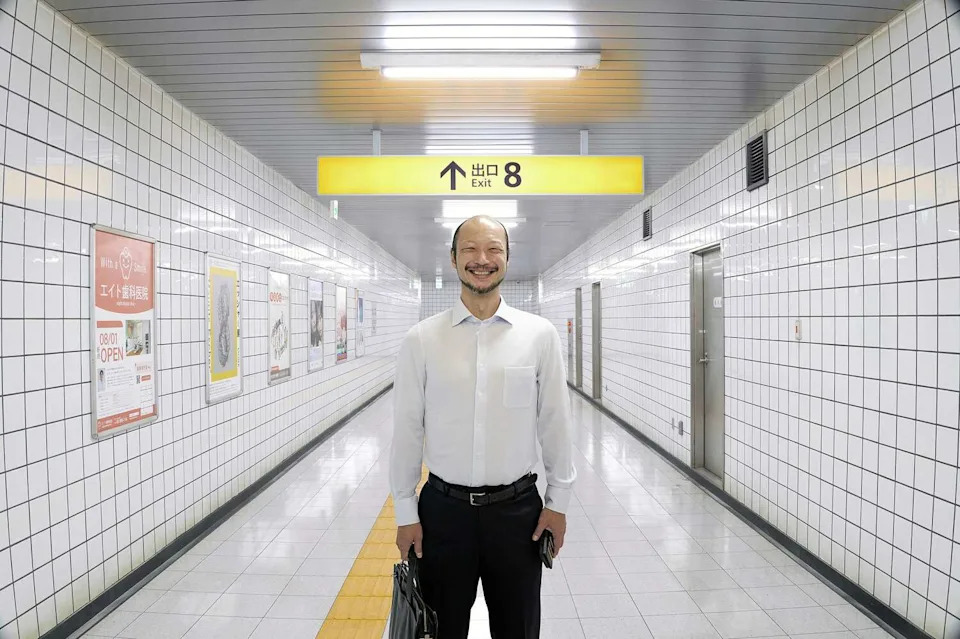 Yamato Kochi stars as The Walking Man in the Japanese video game movie adaptation "Exit 8." (Neon via AP)