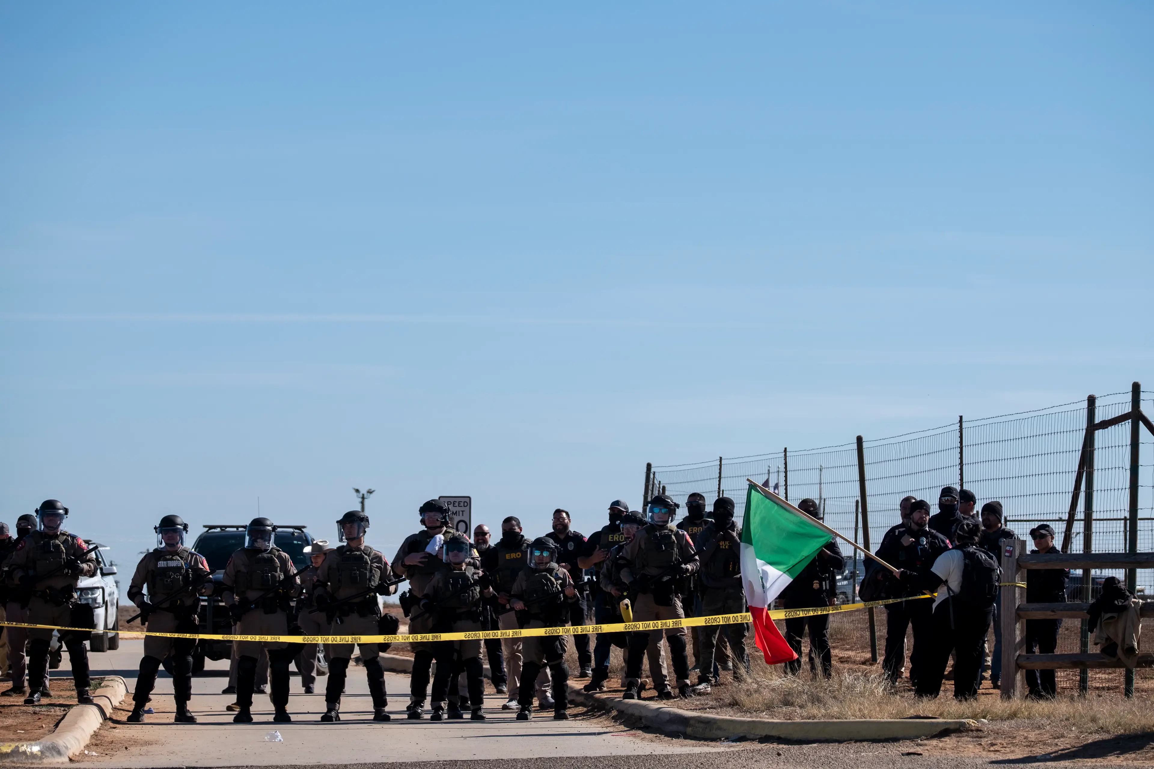 Officers at the center in Texas (Joel Angel Juarez/Getty Images)