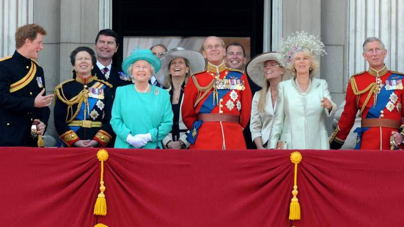 The royal family stands on the balcony during Trooping the Colour in 2008. By: Anwar Hussein/MEGA