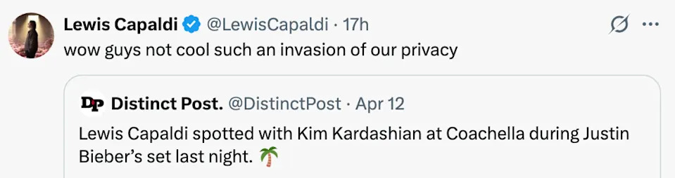   X @LewisCapaldi / Via x.com